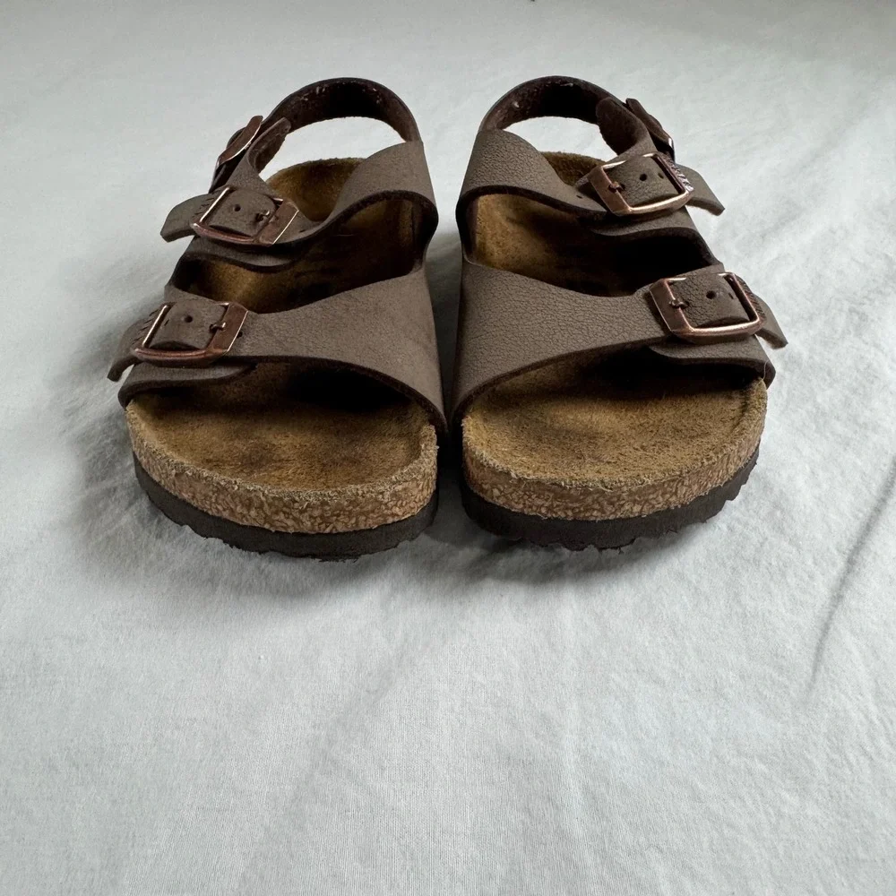 Birkenstock Kids's Size 25 US 7 Mocha Milano Birko-Flor Backstrap Sandals